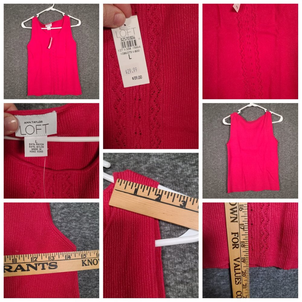 NWT Ann Taylor Loft Lot of 2 Women's Large Sleeveless Tank Tops Tan and Pink - Picture 2 of 3